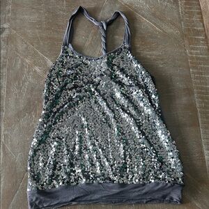 Express Silver Sequin Halter Camisole